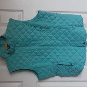 Van Huesen women's turquoise quilted, fleeced-lined vest. Size L